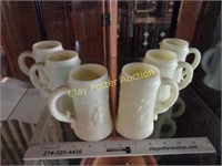 Set of 6 Custard Vaseline Glass Mugs