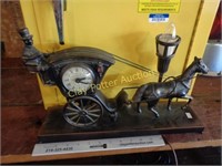 Vintage Metal Clock Lamp Carraige