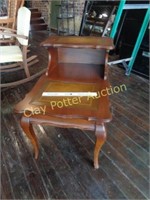 Antique Leather Top End Table