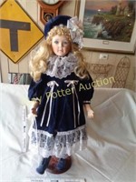 Large Porcelain Doll on Stand