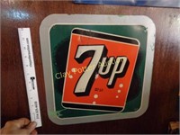 Vintage Metal 7up Sign Embossed