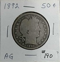 1892  Barber Half Dollar  AG