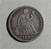 1887-S  Seated Dime  XF