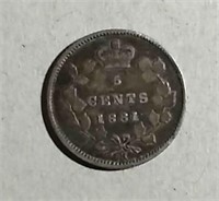 1881-H  Canadian  5 Cents  VG