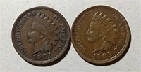 1901 & 1902  Indian Head Cents  VF
