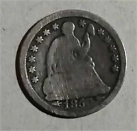 1853 w/ arrows Seated Half Dime  G  Cleaned