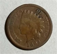 1894  Indian Head Cent  VG Details  Bent