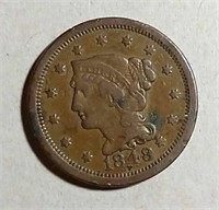 1848  Braided Hair Large Cent  F