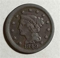 1849  Braided Hair Large Cent  F