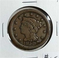 1850  Braided Hair Large Cent  F