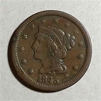1845  Braided Hair Large Cent  F