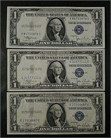 5  1935-C  $1 Silver Certificates  AU - Unc.