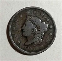 1836  Coronet Large Cent  G