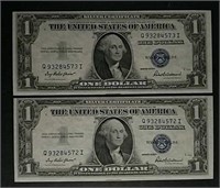 2  1935-F  $1 Silver Certificates  CU
