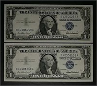 2  1957  $1 Silver Certificates  Ch CU