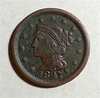 1847  Braided Hair Large Cent  VF