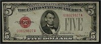 1928-C  $5 LT Red Seal  XF