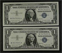 4  1957-A  $1 Silver Certificates  Ch CU