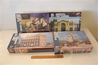 Group of 4 HO Scale Walthers Corner Stone building