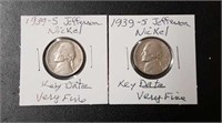 (2) 1939-S Jefferson Nickels