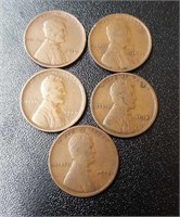 (5) Lincoln Wheat Pennies