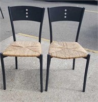 2 - Steel Frame Woven Seat Chairs