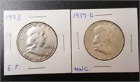 2 - Franklin  Silver Half Dollars #2