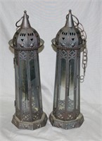 Large Metal Hanging Candle Lanterns
