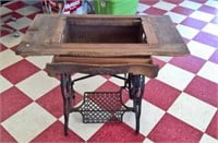 Cast Iron Sewing Treadle w/ Wood Cabinet