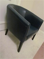 Teal leather Barrel Chair