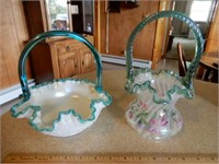 2 FENTON BASKETS - 1 IS SIGNED