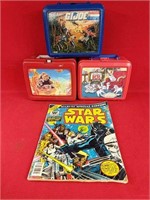 Three Vintage Lunchboxes and Star Wars Comic