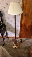 Brass With Wood Electric Floor Lamp