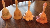 4 Fenton - Hand Painted & Signed Bells