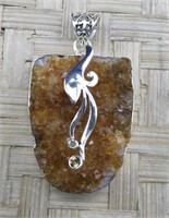 Heavy Sterling Silver and Crystal Cintine Pendant