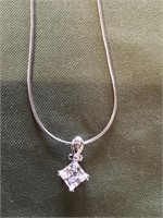 Sterling and Large CZ Necklace