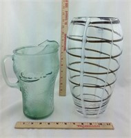 Hand blown crystal vase & Coke glass pitcher
