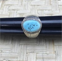 Men’s Sterling Silver and Turquoise Ring