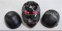 (Qty - 3) Motorcycle Helmets-