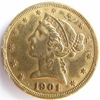 1901-S $5 Liberty Half Eagle Gold Coin