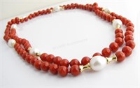 14K Coral and Pearl Bead Necklace by Zoe B