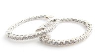 14K White Gold Inside Out Oval Hoop Earrings