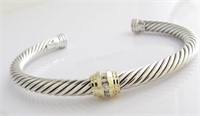 David Yurman 18K/Sterling Diamond Cuff Bracelet