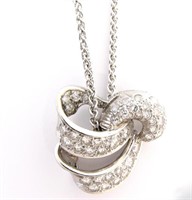 Platinum Vintage Diamond Pendant, 18K Chain