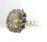 18K Gold 3+CT Fancy Light Yellow Diamond Ring