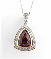 Simon G 18K Pink Tourmaline and Diamond Pendant