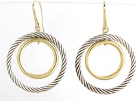 David Yurman Double Circle Drop Earrings, 18K/Ster
