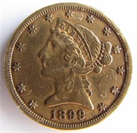 1889 $5 Liberty Half Eagle Gold Coin