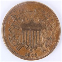 Coin 1866 Two Cent Almost Uncirculated