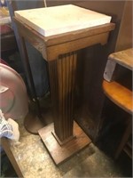 Wooden Fern Stand w/Marble Top